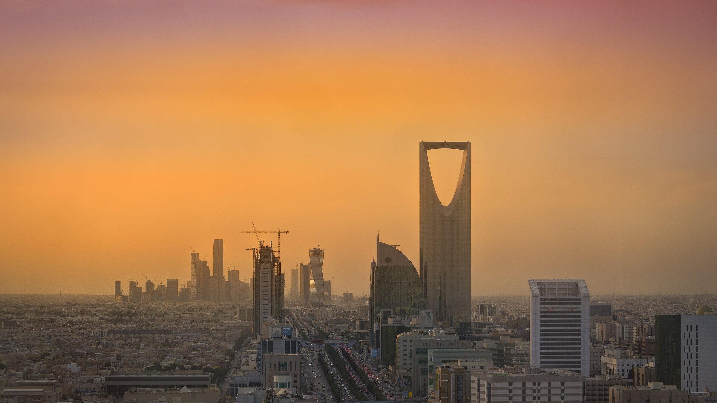 Riyadh skyline at sunset
